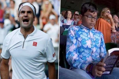 Roger Federer Vs Rafael Nadal Semi-Final: Indian Origin Boy Seen Engrossed in His Book During Wimbledon 2019 Clash of Tennis